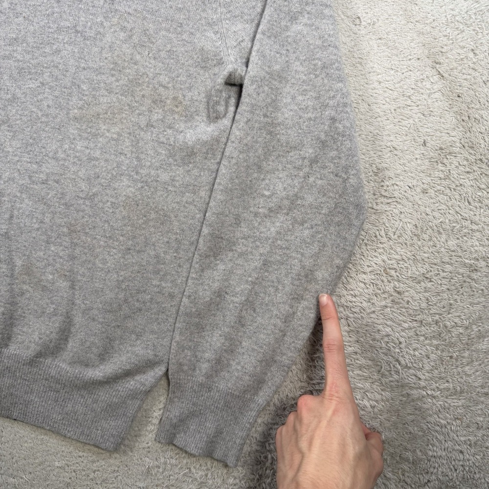 Brooks Brothers Sweater Men Large Grey 100% Cashmere Crewneck Pullover Pure Soft - Picture 5 of 10